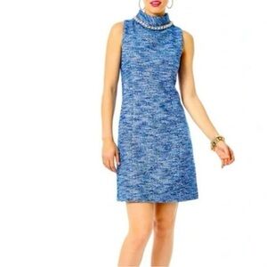 Lilly Pulitzer Portia Shift Dress Blue Thistle Resort Boucle 12 NWOT
